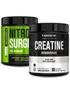 Jacked Factory NITROSURGE Pre Workout Supplement (Green Apple, 30 Portionen) & Kreatin Monohydratpulver (Unflavored, 30 Portionen)