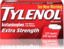 Tylenol Extra Strength Caplets mit 500 mg Acetaminophen, Pain Reliever & Fever Reducer, Für Kopfschmerzen, Backache & Menstrual Pain Relief, 225 ct