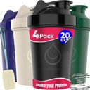 4 PACK, 20 oz Shaker Bottles mit Draht Whisks für Proteinmischungen | Leakproof Blender Shaker Bottle Pack | BPA-Free & Geschirrspüler Safe | Shaker Flasche | Shaker Cups für Shaker Bottle Pack