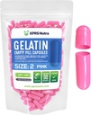 XPRS Nutra Größe 2 Leere Kapseln - 100 Graf Leere Gelatine Kapseln - Pillen DIY Kapsel Füllung - Pure Bovine Pille Gel Kapseln für Do-It-Yourself Ergänzungen (Pink)