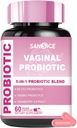 Vaginal Probiotics Supplement für Frauen, 70mg weiblich V-Probiotic Blend(6B CFU), Lactobacillus mit Prebiotic & Cranberry Extract für Vaginal Odor, pH Balance, Organic Prebiotic Supplement(60 Kapseln)