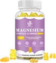 iMATCHME Magnesium Glycinate Gummis mit Magnesium Malat, Taurat, Citrat, Kaliumkomplex Ergänzung mit CoQ10, Calcium, Unterstützung für Gedächtnis, Knochen, Kalorien, Schlaf, 60 Ananasgummis