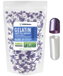 XPRS Nutra Size 2 Empty Capsules - 1000 Count Empty Gelatin Capsules - Pills DIY Capsule Filling - Pure Bovine Pill Gel Caps for Do-It-Yourself Supplements (Pearl Purple/White)
