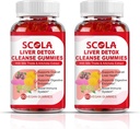 SCOLA Liver Cleanse Detox & Repair Gummis, Liver Support Supplement enthält Milchdistelextrakt mit Silymarin, Dandelion, Chicory Root, Lebergesundheitsergänzungen, 120 Zähler