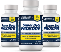 SUPER BETA PROSTATE Support Supplement für Männer Gesundheit - Reduzieren Sie Badausflüge, fördern Sie Schlaf, bessere Blasen Leeren & Gesunde Prostata, Beta Sitosterol - 60 Count (Pack von 3)