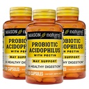 MASON NATURAL Probiotic Acidophilus, 150 Tage Versorgung, unterstützt Regelmäßigkeit und normale Verdauung mit Pektin & Calcium, 100 Kapseln (Pack von 3)