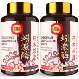 Lumbrokinase 100mg (Max Activity 1.000.000 LKU),Nattokinase 100mg-2.000 FU-Aktivität und Red Yeast Rice 300mg, Lumbrokinase Enzymes Supplement for Circulatory,Cognition,120 Capsules(Pack of 2)