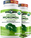 PURA VIDA MORINGA Kapseln Single Origin Bio Moringa Pulver. Moringa Blatt. Energie, Stoffwechsel, & Immununterstützung. 120ct. 500mg Caps. (Pack von 2)