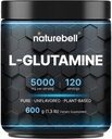 NatureBell L-Glutamin Pulver Gut Gesundheit | 600 Gramm, 5000mg pro Servieren, 100% rein -Unflavored -Vegan Glutamin Pulver für Post Workout Erholung, Immununterstützung -120 Servietten