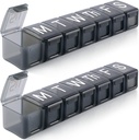 2 Pack Extra große wöchentliche Pille Organizer, BPA Kostenlose Pille Box 7 Tag mit XL Kompartment für Fischöle, Travel Friendly Medicine Organizer Pille für Vitamine, Ergänzungen