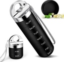 TaroKitc Metall Wöchentliche Pille Organizer, stilvolle Aluminiumlegierung Reise Pille Box, Portable wasserdichte tägliche Pille Fall, 7 Tage Medizin Halter mit großen Bestandteil für Vitamin, Fischöl, Beilage(Schwarz)