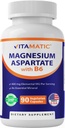 Vitamatic Magnesium Aspartate 400mg pro Servierung - 90 Vegetarische Kapseln - Hinzugefügt B6 für maximale Absorption - unterstützt Muskel, Gelenk und Herzgesundheit*