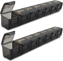 2 Pack Wöchentliche Pille Organizer, Große 7 Tage Pille Case, Tägliche Vitamin Case Medicine Box, AM/PM Pille Behälter für Medizin ergänzt Fischöl (Schwarz & Schwarz)