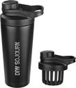 DIW 24 oz Shaker Bottle, Edelstahl Shaker Bottle mit Lärmfreiem Design, Isolierte Metall Shaker Cup für Proteinmischungen und Pre Workout,Gym Bottle Shaker(Schwarz)