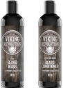 Viking Revolution Bart Shampoo und Conditioner Set - Top-Tier Bart Pflege Kit mit Argan & Jojoba Öle für gesundes Bartwachstum, keine Juckreiz oder Irritation, Rich Lather, Eucalyptus Scent (10 oz)