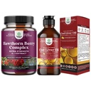 Bundle of Extra Strength Hawthorn Berry Capsules Hawthorn Extract Digestion and Heart Health Supplement und Icelandic Cod Liver Oil Liquid Wild Caught Nordic Omega 3 Fish Oil Liquid für Erwachsene und Kinder