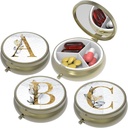 Small Pill Box,Pill Case for Purse&Pocket,3 Compartments Travel Pill Case Medication Organizer Speicher für Vitamine, Pillen, Fischöl und Ohrringe, Studs,Bronze-3Round(ABC)