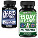15 Tage Cleanse | Colon Detox mit natürlichem Laxativ - mit - Rapid Rehydr8 Elektrolyt-Ergänzungen Prävention von Cramping und unterstützt Muskel-Endurance und Erholung - 100 Kapseln