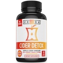 Zhou Cider Detox - Apple Cider Essig Kapseln mit Mutter, Raw Natural ACV Pillen für Damen und Herren, Kräuter Complex Supplement mit Turmeric & Cayenne Pfeffer - 60 Vegan Kapseln