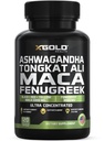 Ashwagandha 5000mg + Tongkat Ali 1000mg + Maca Root 5000mg + Fenugreek 3000mg Supplement | Schwarz + Rot + Gelb Maca Root Extract & Fenugreek Herbal Supplements für Männer und Frauen - Made in USA