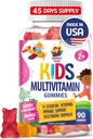 Kinder Multivitamin-Gummien - 90 Kaubare Vitamine - Tägliche Ergänzung mit 14 essentiellen Vitaminen für Alter 2 und oben - Inklusive Vitamin A, C, D, E, Vegetarische B6 und B12, Zink, Biotin