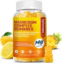 Triple Magnesium Complex Gummies Supplement für Damen und Herren Zucker Freie hohe Absorption Magnesium Glycinat, Taurat, Malate, Citrate Complex Supplement mit Vitamin B6, B12 & D3 für Erwachsene...