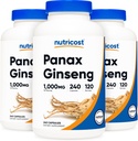 Nutricost Panax Ginseng 1000mg, 240 Kapseln, 3 Flaschen - Non GMO, Glutenfrei, 120 Portionen