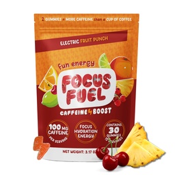 FocusFuel Energy Chews – Fruit Punch Flavor (15 Servierungen) – 100mg Koffein + L-Theanin + B12, Magnesium – Boost Focus & Energy – kein Crash oder Jitter