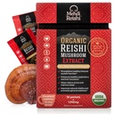 Bio Reishi Pilzextrakt Frucht-Body Pulver 35% Beta Glucan – 100% rein, Premium und Bio –30 Servierungen–Ganoderma Lucidum, Lingzhi, Tee