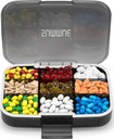 Große Pille Organizer, 9 Komponenten Portable Travel Pill Box Case Moisture Proof, XL Pill Container Halter für Vitamine, Cod Liver Öl, Ergänzungen, Medikamente (Schwarz)