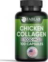 FabLab Chicken Collagen Typ II Supplement - Nahrungsergänzungsmittel für Gelenk-, Nerve- und Knochenunterstützung - Non-GMO, Anti-Aging Diät-Produkt mit hydrolysierten Peptiden- 100 Kapseln