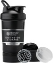 BlenderBottle Shaker Bottle mit Pill Organizer und Speicher für Proteinpulver, Classic V2 ProStak System, 22-Ounce, Mitternacht Schwarz