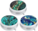 3 Pack Pillen-Box, kleine Pillen-Gehäuse für Geldbeutel und Tasche, niedliche Medizin Organizer Reise Pillenbox, Tragbare Pillen-Containerhalter, Vitamine, Medikamente, Fischöl und Ergänzungen, Teal Ocean Marmor