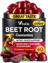 Beet Root Gummies – Rübengummis – Rote Rüben Ergänzungen mit Beetroot, Grape Seed, Coq10, Vitamin C & B12 – 60 Rübenkäse
