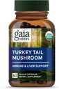 Gaia Herbs Türkei Tail Mushroom - Immununterstützung Ergänzung zu helfen halten Leber Gesundheit - mit Bio Türkei Tail Pilz Fruchtkörper Extrakt - 40 Vegan Kapseln