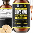 HERBIFY Lions Mane Supplement - Daily Mushroom Supplement for Memory, Focus & Clarity - Brain Booster - Lions Mane Tincture für Immununterstützung - 2 Fl oz