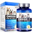 Omega-3 Fischöl für Hunde, Omega 3 Fischöl mit EPA & DHA unterstützt Hunde Saisonale Allergien Relief, Boosts Immune Function, Itch Skin Relief & Promote Coat Gesundheit, Pet Supplements - 120 Soft Gels