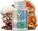 Boost Adaptogenic Pilzmischung | 60 Servierungen, hohe Potenz 25:1 Extrakt | Maitake, Shiitake, Reishi, Cordyceps, Lion's Mane - unterstützt Stressreduktion, Enhanced Endurance & Energy - 60 Vegan Caps