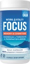 Natürliche Vitalität Fokus, Magnesium L-Threonat und Phosphatidylserine Nootropic Brain Ergänzungen für Gedächtnis, Fokus und Kognition, Glutenfrei, Vegetarisch, 60 Kapseln