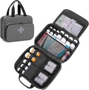 CURMIO Pill Bottle Organizer Tragbare Medizin Tasche, abschließbare verschreibungspflichtige Flasche Lagerung für Pillen Flaschen, Vitamine, medizinische Ergänzungen für Heimlagerung und Reise, Grau (Empty Medicine Bag)