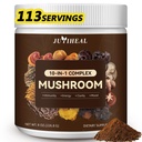 10-in-1 Mushroom Powder, 2000MG Mushroom Complex - Lions Mane, Reishi, Shiitake, Chaga, Turkey Tail, Cordyceps, Maitake & More, Mushroom Blend Powder for Energy, Memory, Focus, 8oz