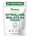 Reinheit L-Citrulline Pulver 250g, Premium Citrulline 2:1 Malat Ergänzung für Kraftleistung und Energie, Pre-Workout Citrulline Malat Pulver - Verbessern Muskelpumpen und Erholung - 83 Servietten