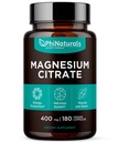 Magnesium Citrat Pulver Kapseln 400mg - 180 Count Veg Caps - PhiNaturals Ergänzungen - Nervous System Unterstützung und Enzym Funktion
