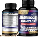 Bio Cadane Mushroom Complex Supplements - Gehirngesundheit, Immunsystem, Memory & Energy Production - 13in1 mit Lions Mane Mushroom, Bacopa, Reishi & Mehr - 90 Vegan Kapseln