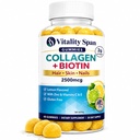 Kollagengummis mit Biotin (2500mcg), Vitamin C, E, Zink für Haar, Haut und Nägel, Niedrigzucker, Zitronengeschmack, 60 Gummi, Made in USA