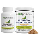 BiOptimizers Magnesium Breakthrough 4.0, (60 Kapseln) & Pilz Breakthrough Powder (Salted Caramel, 15 Portionen) - Natural Sleep and Brain Superfood & Supplement Bundle