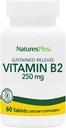 NaturesPlus Vitamin B2 (Riboflavin) - 250 mg, 60 vegetarische Tablets, Sustained Release - Natural Energy & Metabolism Booster, fördert Gesamtgesundheit - Glutenfrei - 60 Portionen