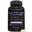 Vital Vitamine Multi Collagen Complex Plus - mit Biotin, Hyaluronsäure, Vitamin C - Typ I, II, III, V, X - für Damen und Herren - Haar, Haut, Nails Beauty Complex - 150 Kapseln