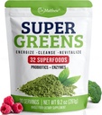 Green Juice Powder. Supergreens Superfood Powder. Detox Greens für Bloating und Verdauung. Veggie Pulver mit Probiotics & Enzymes. Chlorella, Spirulina, Weizengras, Ashwagandha. 32 Superfoods
